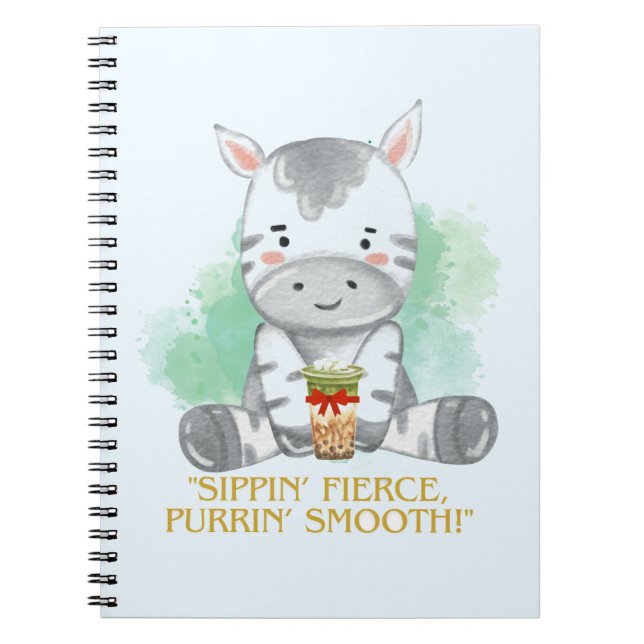 Zebra Zitat Cartoon trinken Bobba Tee Notizblock (Vorderseite)