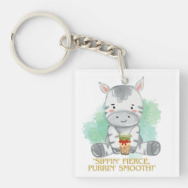 Zebra Zitat Cartoon trinken Bobba Tee Schlüsselanhänger