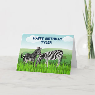 Zebra-Zoo-Tiere Geburtstagskarte für Jungen Karte