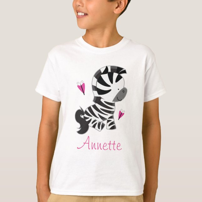 Zebra-Zoo-tierischer personalisierter KinderT - T-Shirt (Vorderseite)