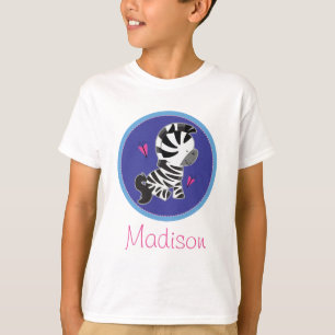 Zebra-Zoo-tierischer personalisierter KinderT - T-Shirt