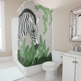 Zebra zwischen Blättern Duschvorhang