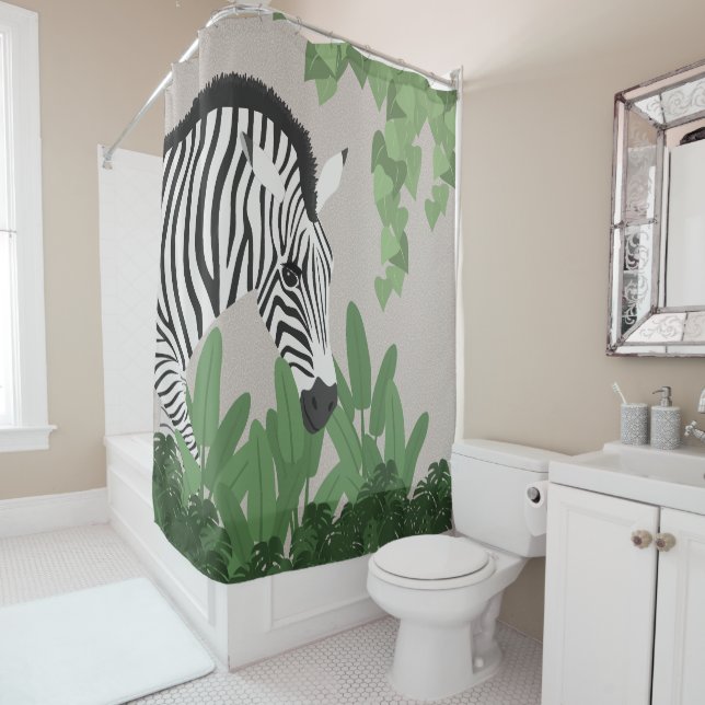 Zebra zwischen Blättern Duschvorhang (Beispiel)