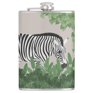 Zebra zwischen Blättern Flachmann