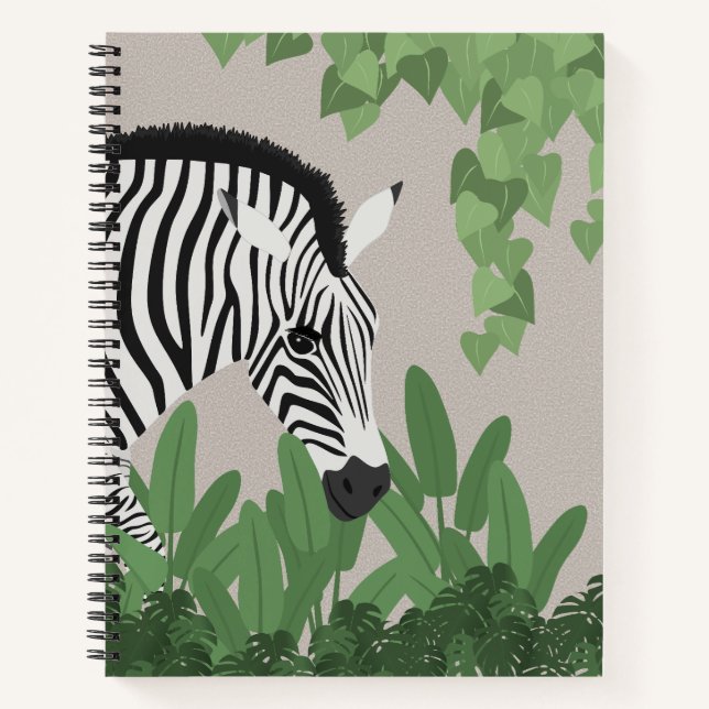 Zebra zwischen Blättern Notizbuch (Vorderseite)
