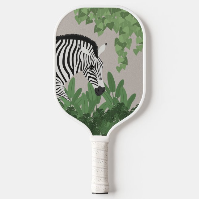 Zebra zwischen Blättern Pickleball Schläger (Vorderseite)