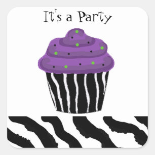 Zebradruck-Cupcake Quadratischer Aufkleber