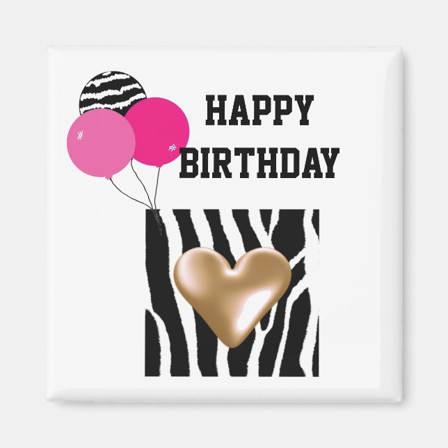 Zebradruck-Geburtstagsballons Magnet (Vorne)