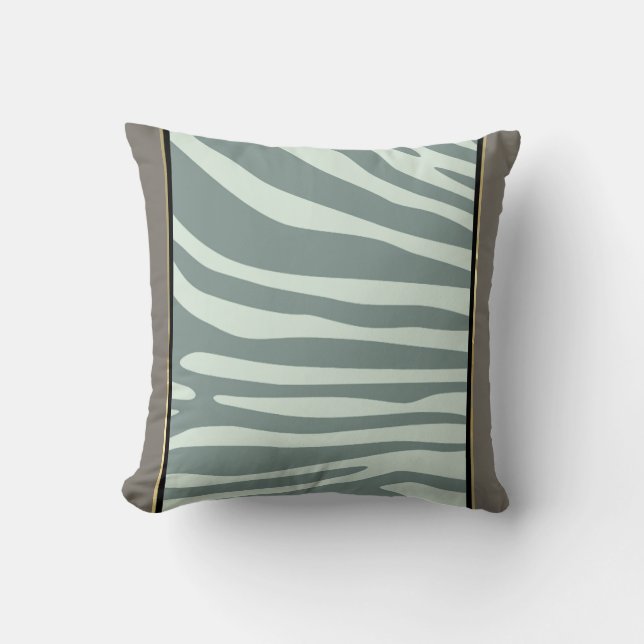 Zebradruck in Creme, Schwarz und Minzgrün Kissen (Vorderseite)