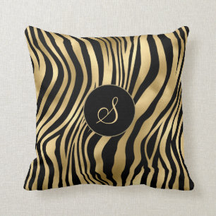 Zebradruck mit Goldfolie und Monogramm Kissen