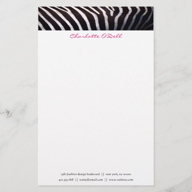 Zebradruck; Monogramm Briefpapier (Vorderseite)
