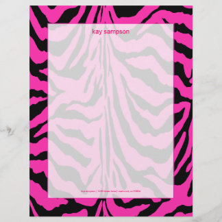 Zebradruck, Retrofarben Fuschia + Schwarz Briefkopf