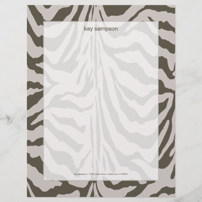 Zebradruck, Retrofarben Grafit + Grau Briefkopf (Vorderseite)