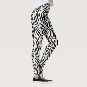Zebradruck Schwarz Weiß Kühn Tiermuster Leggings
