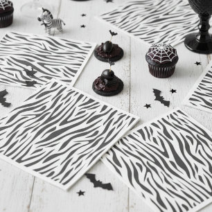 Zebradruck Schwarz-Weiß-Party Serviette