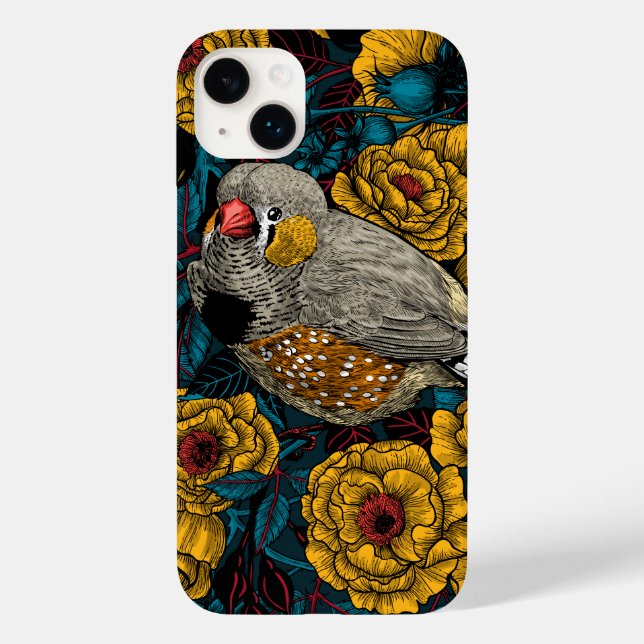 Zebrafinch und Rose Case-Mate iPhone Hülle (Rückseite)
