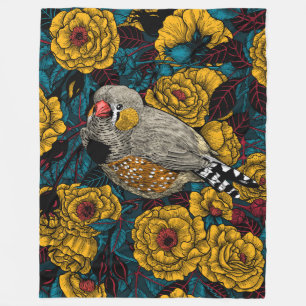 Zebrafinch und Rose Fleecedecke