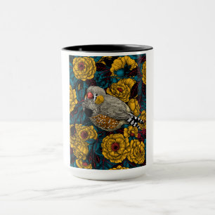 Zebrafinch und Rose Tasse
