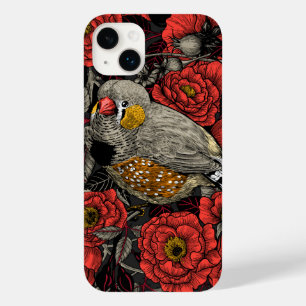 Zebrafinch und rote Rose Case-Mate iPhone 14 Plus Hülle