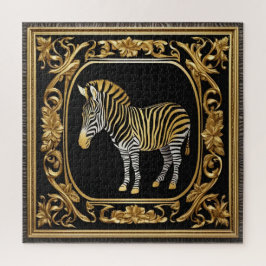 Zebragoldrahmen und schwarzer Zierrahmen Puzzle