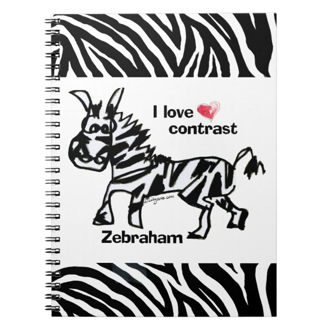 Zebraham-I-Liebe-Kontrast Notizblock (Vorderseite)