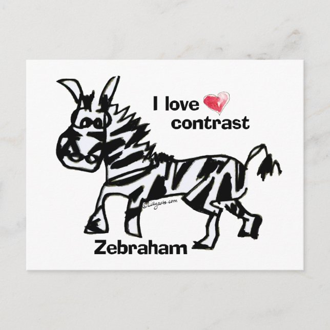 Zebraham-I-Liebe-Kontrast Postkarte (Vorderseite)