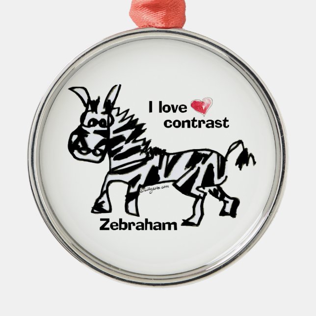 Zebraham-I-Liebe-Kontrast Silbernes Ornament (Vorne)