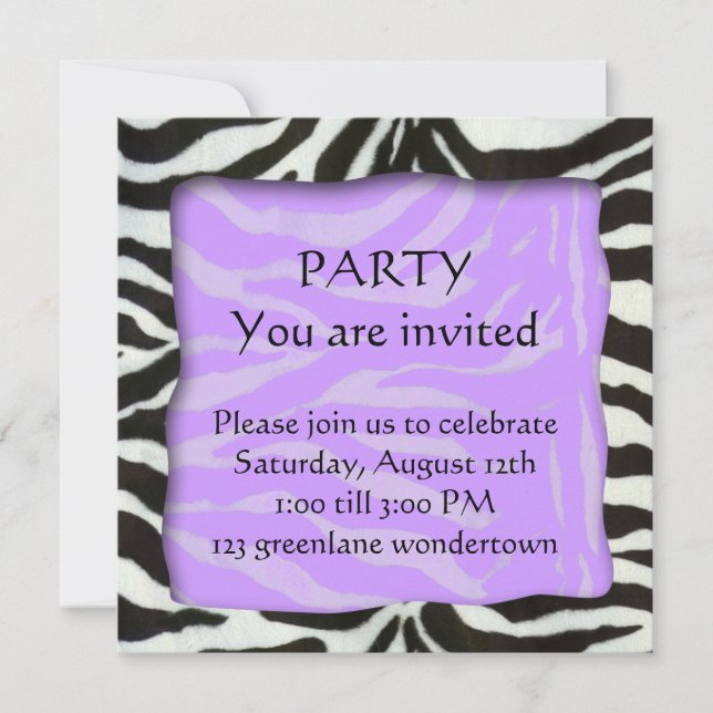 Zebramuster, moderne Party Einladung (Vorderseite)