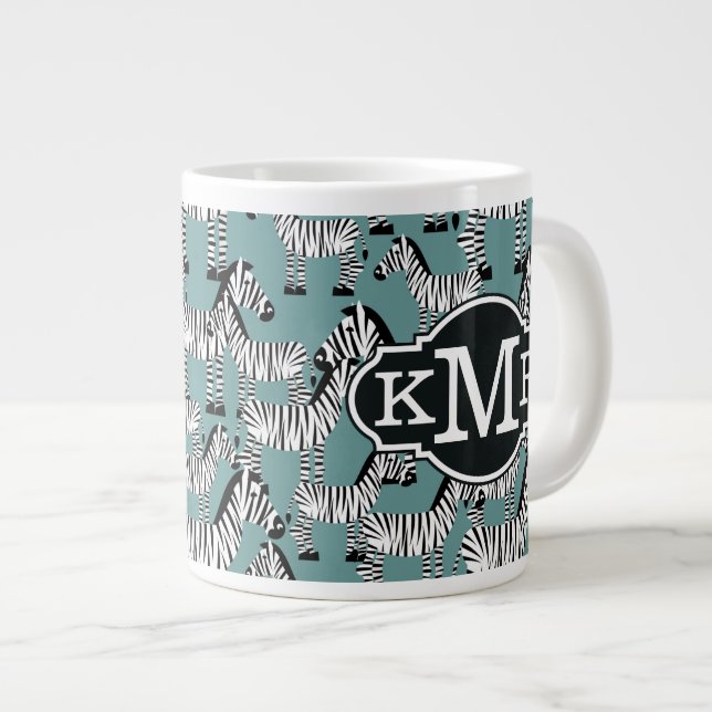 Zebramuster| Monogramm Jumbo-Tasse (Vorderseite Rechts)