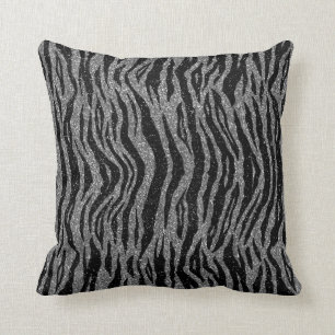 Zebramuster Schwarz und Grau Silber Kissen