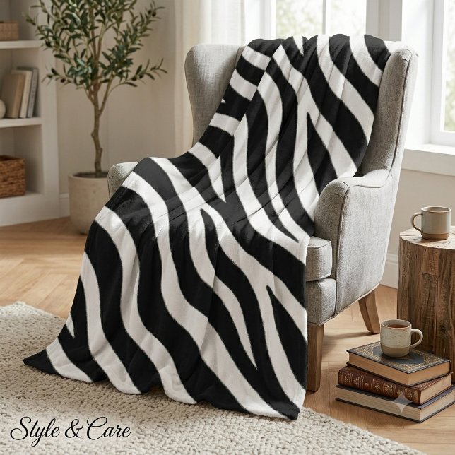 Zebramuster-Stilvolles gemütliches Wohnzimmer Fleecedecke (Zebra Pattern Stylish Cozy Living Room Fleece Blanket)