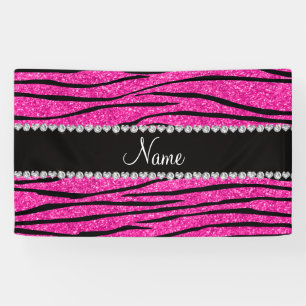 Zebraneondiamanten Glitter des heißen Rosas des Banner