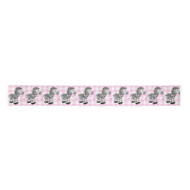 Zebras auf Pink Gingham Satinband