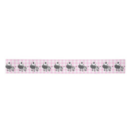 Zebras auf Pink Gingham Satinband