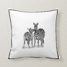 Zebras auf schwarzem u. weißem Wurfs-Kissen, 16" x Kissen