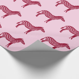 Zebras - Burgund und Rosa Geschenkpapier