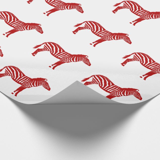 Zebras - Deep Red und White Geschenkpapier (Ecke)