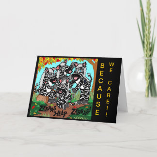 ZEBRAS-HILFSZEBRAS WEIL WIR SORGFALT-KARTE KARTE