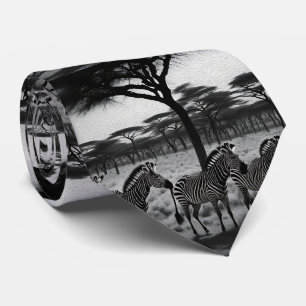 Zebras in Africa Oil Paint, Neck Tie Krawatte