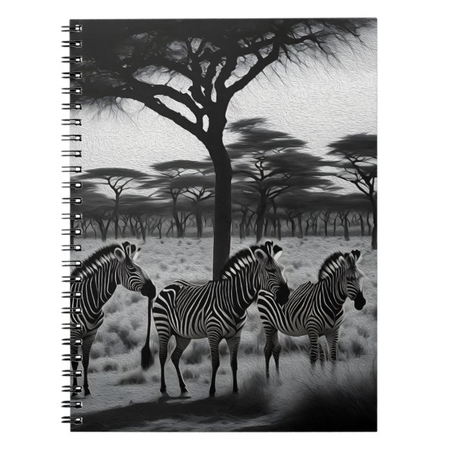 Zebras in Africa Oil Paint, Notebook Notizblock (Vorderseite)