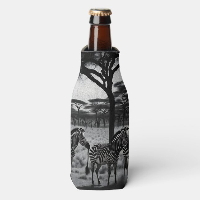 Zebras in Afrika Ölfarbe, Flasche Cooler Flaschenkühler (Flaschenvorderseite)