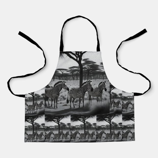 Zebras in Afrika Ölfarbe, Kinder vollwertige Schür Schürze (Vorderseite)
