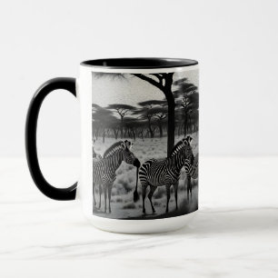 Zebras in Afrika Ölfarbe, Tasse des Kaffees