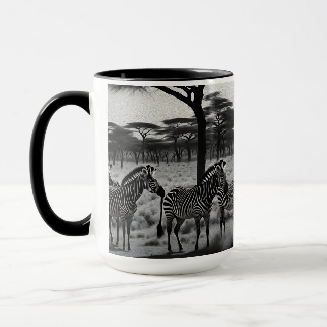 Zebras in Afrika Ölfarbe, Tasse des Kaffees (Links)