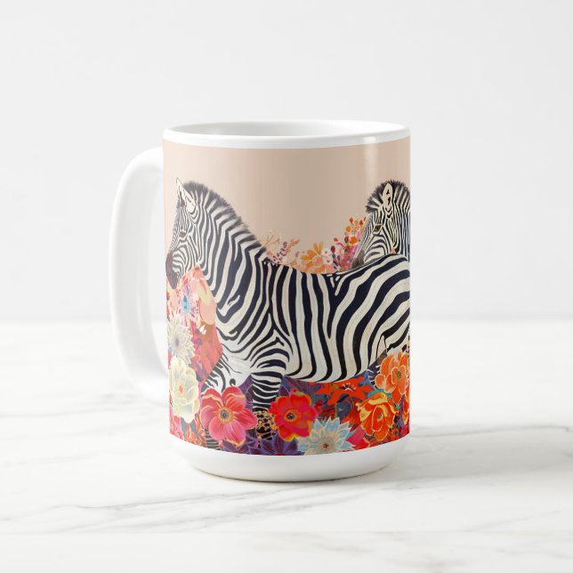 Zebras in Blumen Kaffeetasse (Vorderseite Links)