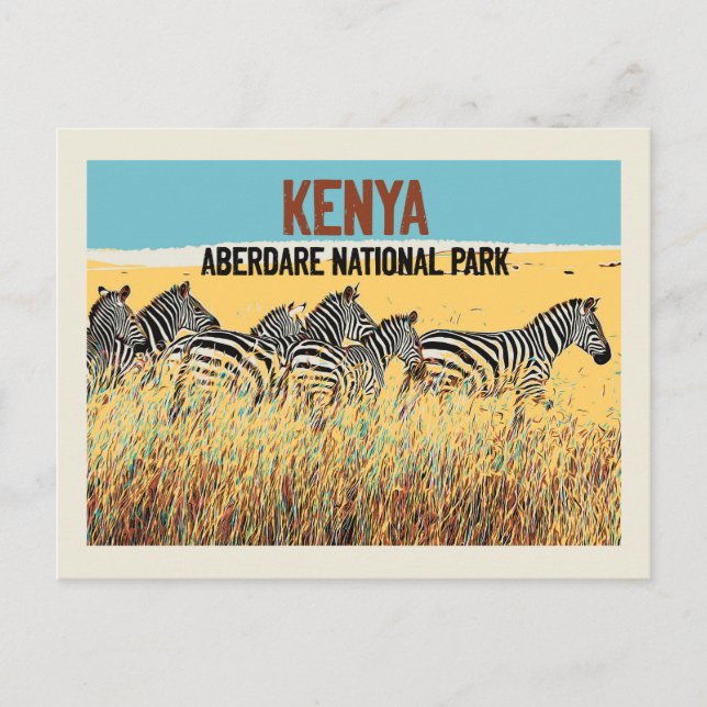 Zebras in Kenia, Aberdare-Nationalpark Postkarte (Vorderseite)