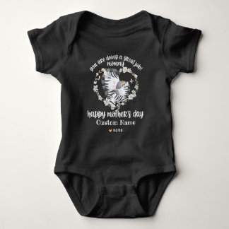 Zebras mit floralem Herzklopfen Glücklicher Mutter Baby Strampler
