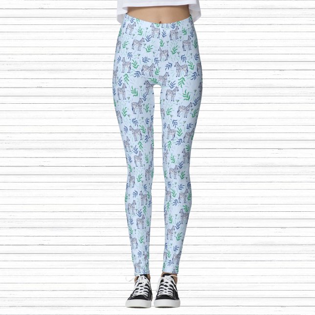Zebras mit Martinis Blue Fun Fitness Athletic Leggings (Von Creator hochgeladen)