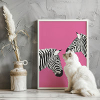Zebras rosa Preppy Animal Art Print