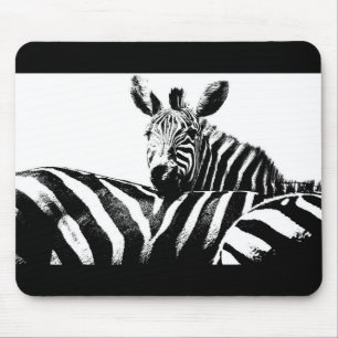 Zebras Schwarz-Weiß-Pop Kunstvorlage individuell Mousepad